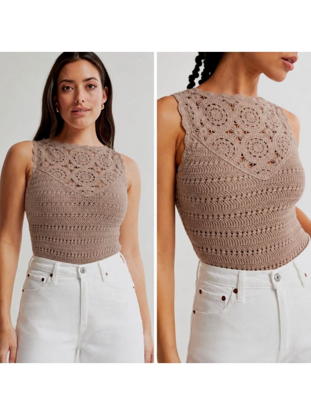 Abercrombie & Fitch Crochet-Style Mosaic Tile Bodysuit Size XS Coastal Vacation
